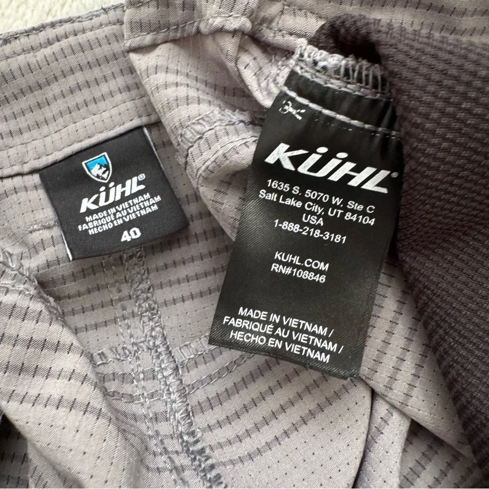 Kuhl Upriser Grizzly Stripe Shorts Men's 40 Gray Quick Dry‎ Performance Outdoor